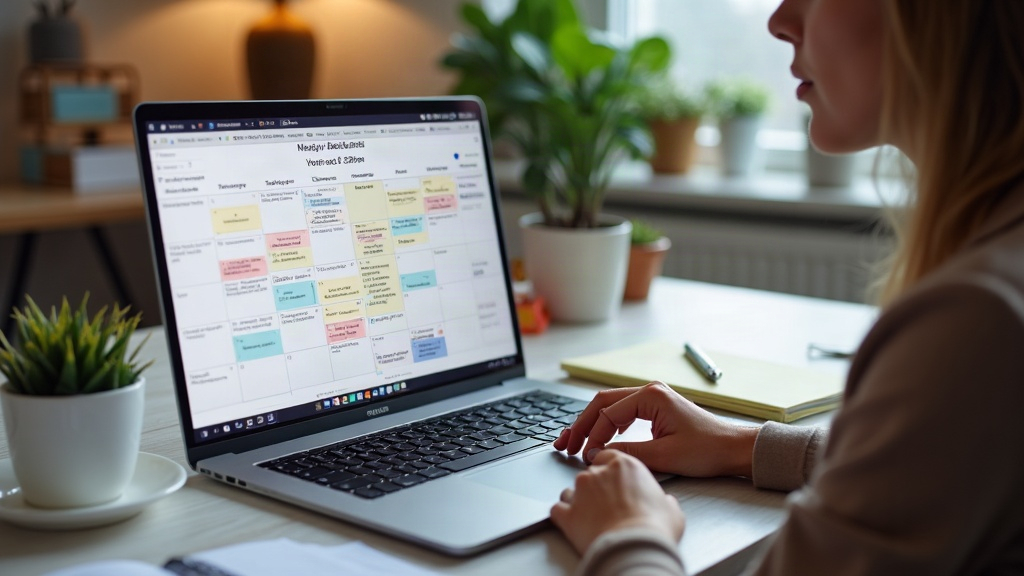 Calendrier éditorial visuel montrant la planification publication de posts, reels et stories