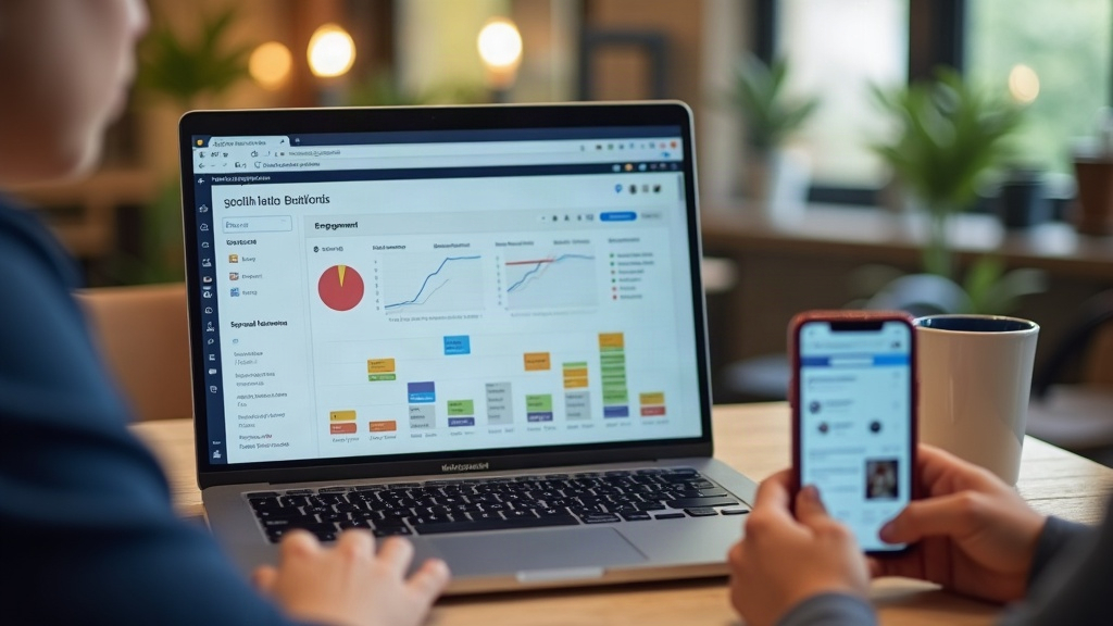 Tableau de bord d'automatisation social media affichant un workflow de programmation et statistiques d'engagement