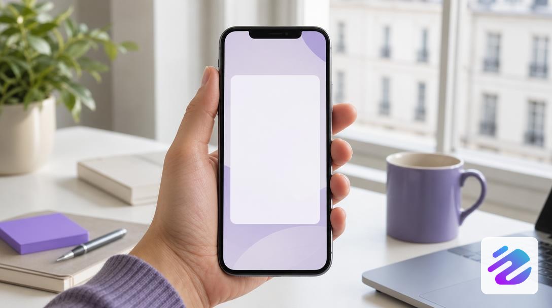 Hand holding a smartphone displaying a vertical Instagram story in 9:16 format